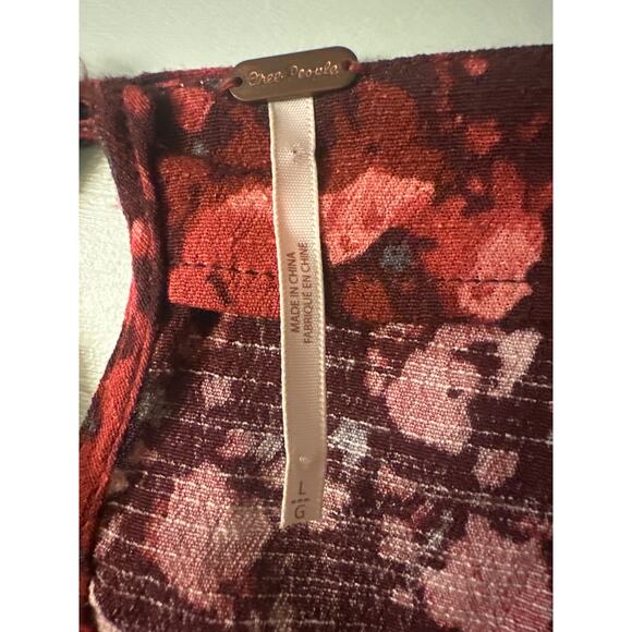 Free People All the Right Ruffles Shorts Feminine Romper In Berry Combo - Picture 7 of 9